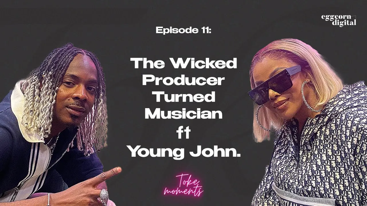 Young Jonn and the show’s host on set beside the episode title, The Wicked Producer