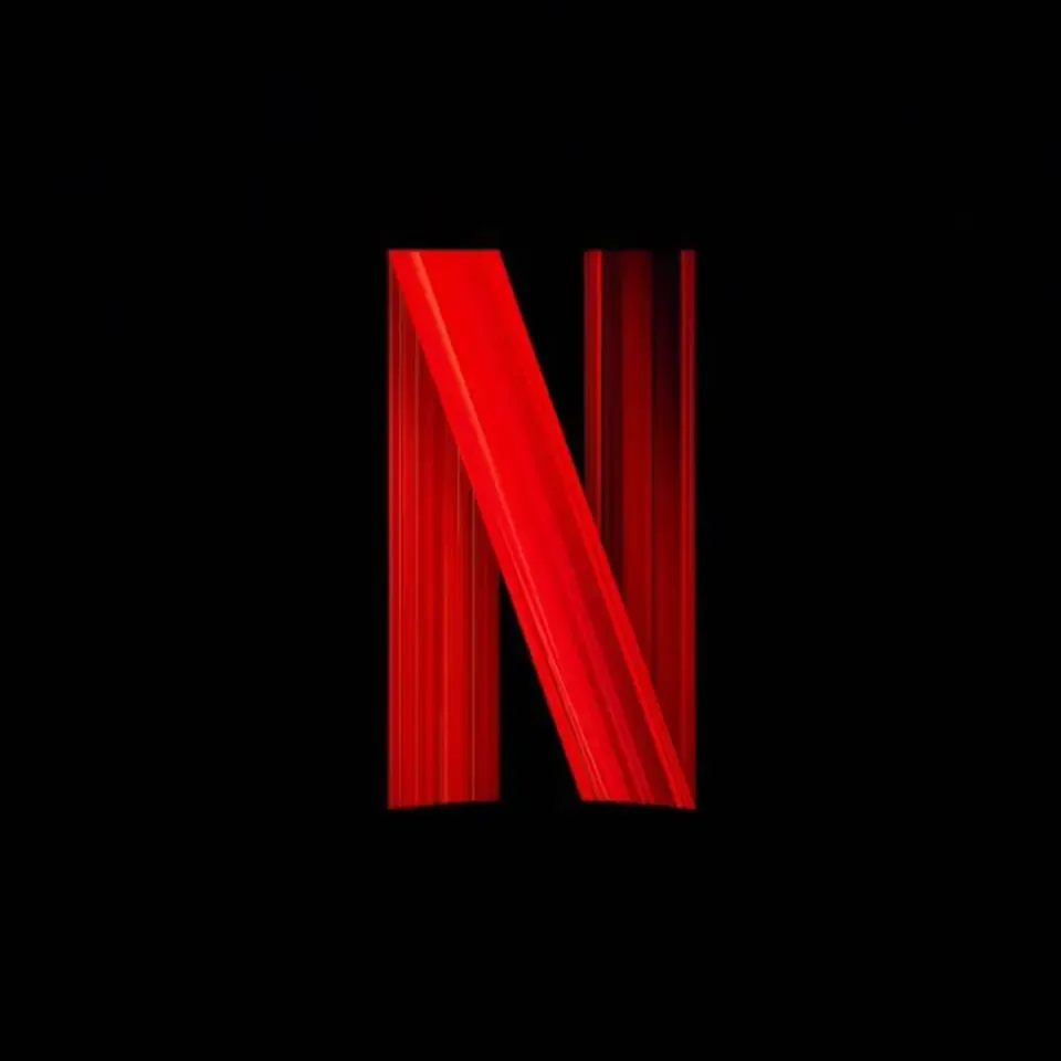 The red Netflix N formed from vertical ribbons on a black background